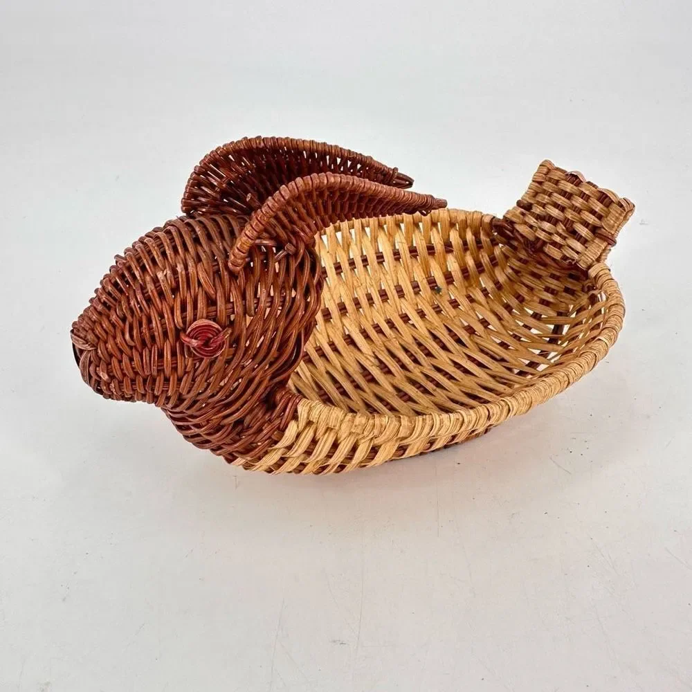 Vintage bunny rabbit miniature‎ baskets Adirondack decor planter camp